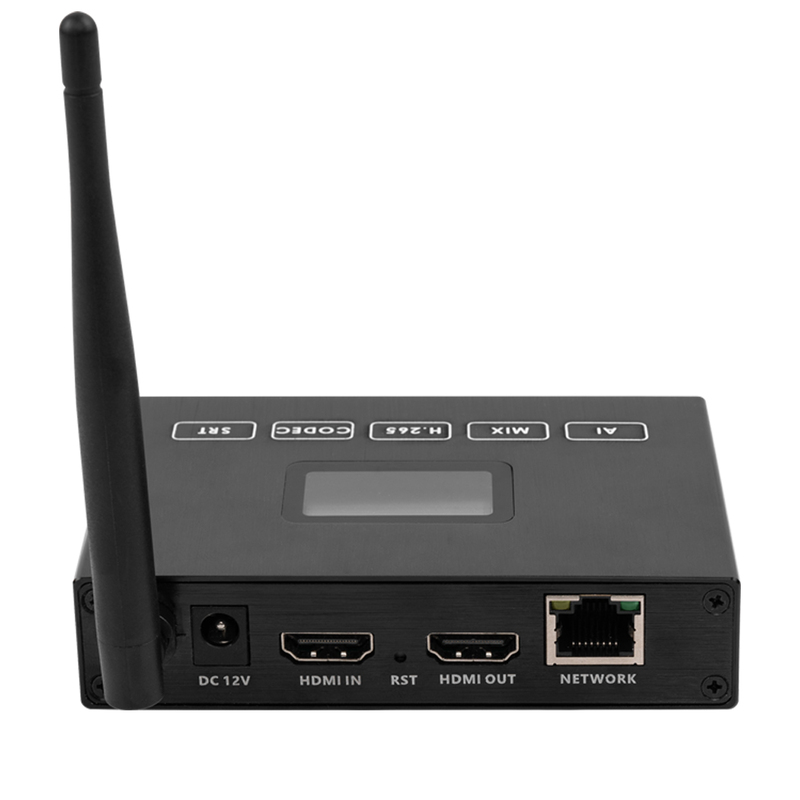 H.265 1080P WiFi HDMI Encoder/Decoder w/Built-in OLED Screen & Loopout | 3ch RTSP, USB2.0 Rec, ONVIF/Hikvision for Live Streaming & Mobile IPTV