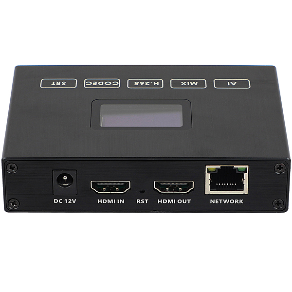 H.265 1080P HDMI Encoder/Decoder (Codec) w/Built-in OLED Screen & Loopout | 3ch RTSP, USB2.0 Rec, ONVIF/Hikvision
