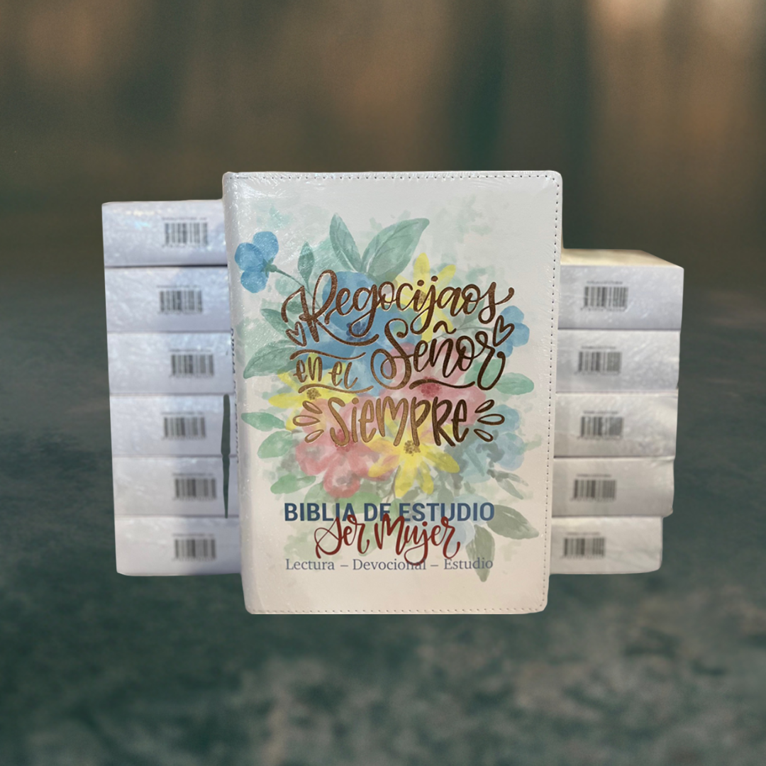 Biblia de Estudio Ser Mujer Letra Grande Imitación Piel, Flores-Caja de 12 Unidades