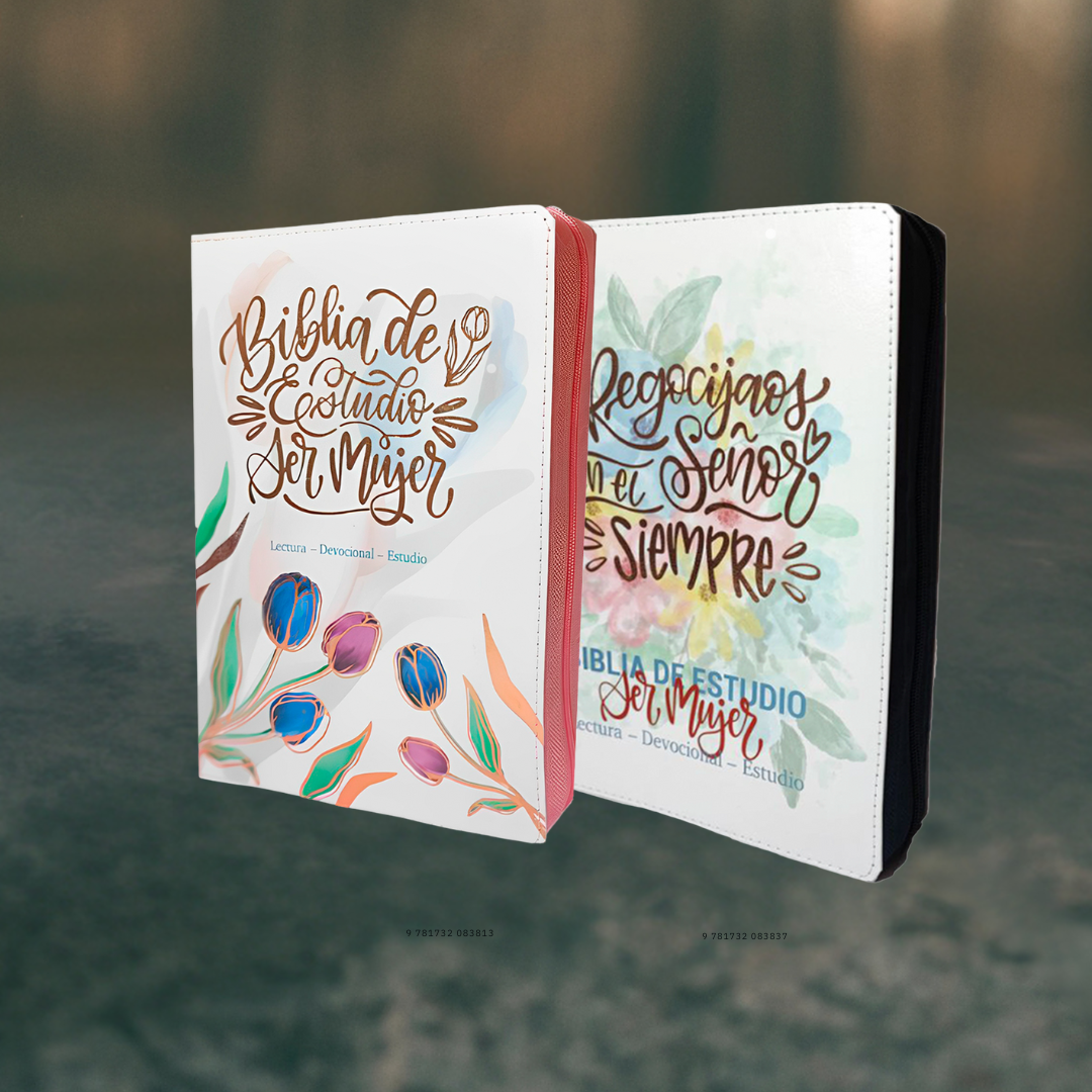 Biblia de Estudio Ser Mujer Letra Grande Imitación Piel, Tulipanes -Caja de 12 Unidades