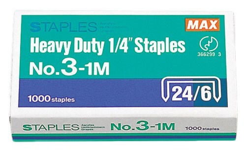 MAX HD-3DF FLAT CLINCH 1000pk 1/4" STAPLES