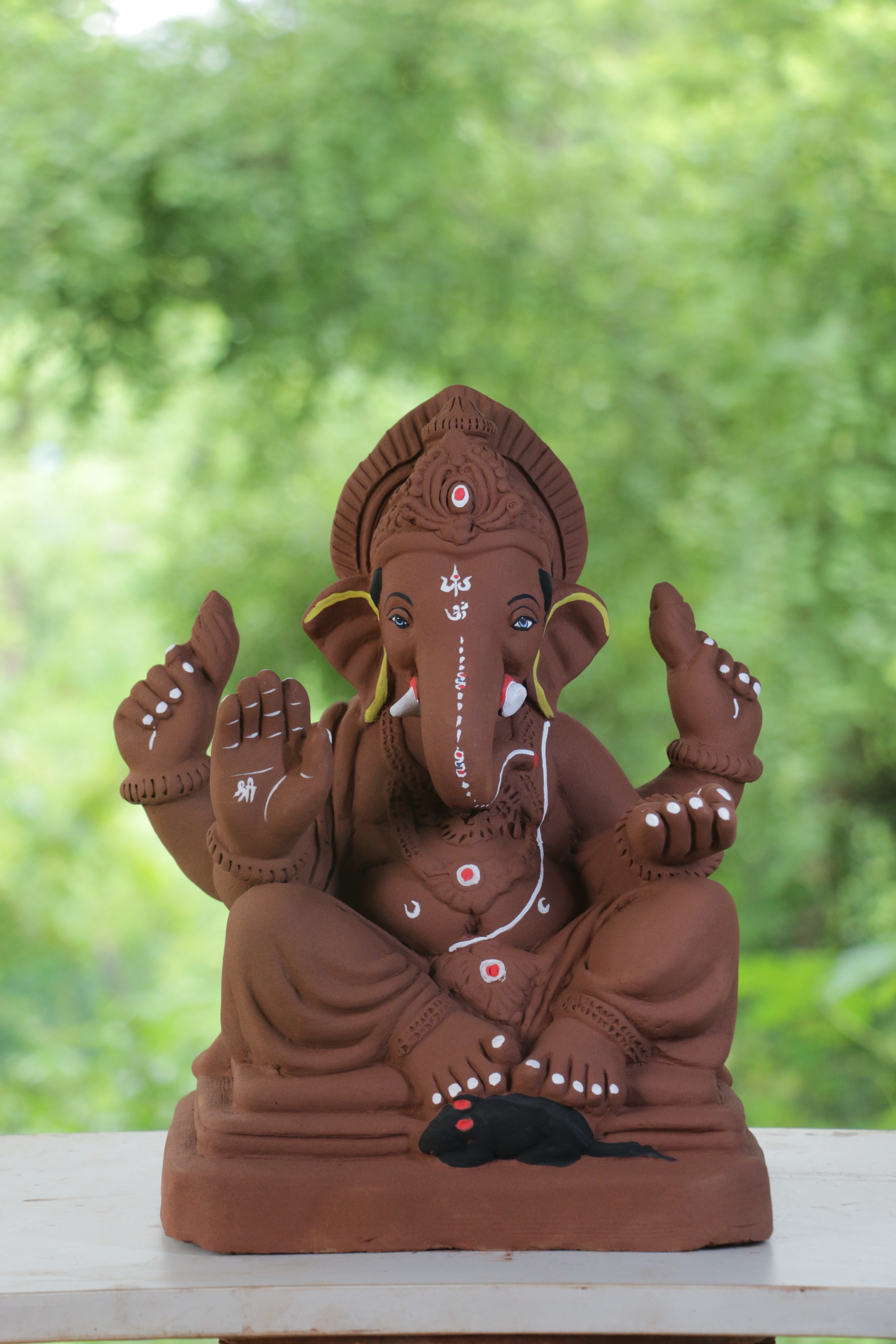 Lahan Mhaisuri Ganpati | Red Soil Ganpati | 13 Inches Height | MYMA-0002-RED-13-LAHAN-PYMA-DNOA