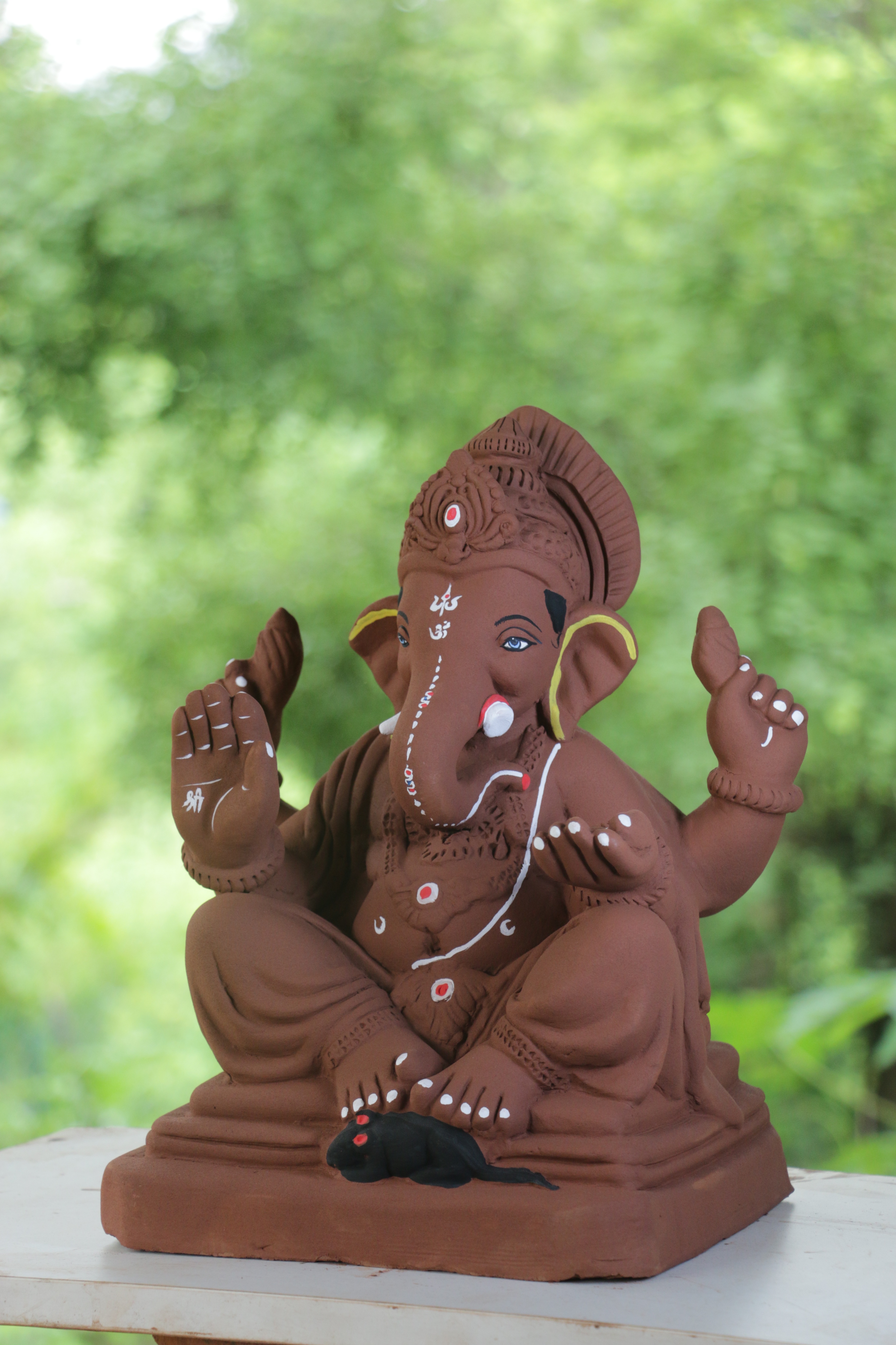Lahan Mhaisuri Ganpati | Red Soil Ganpati | 13 Inches Height | MYMA-0002-RED-13-LAHAN-PYMA-DNOA