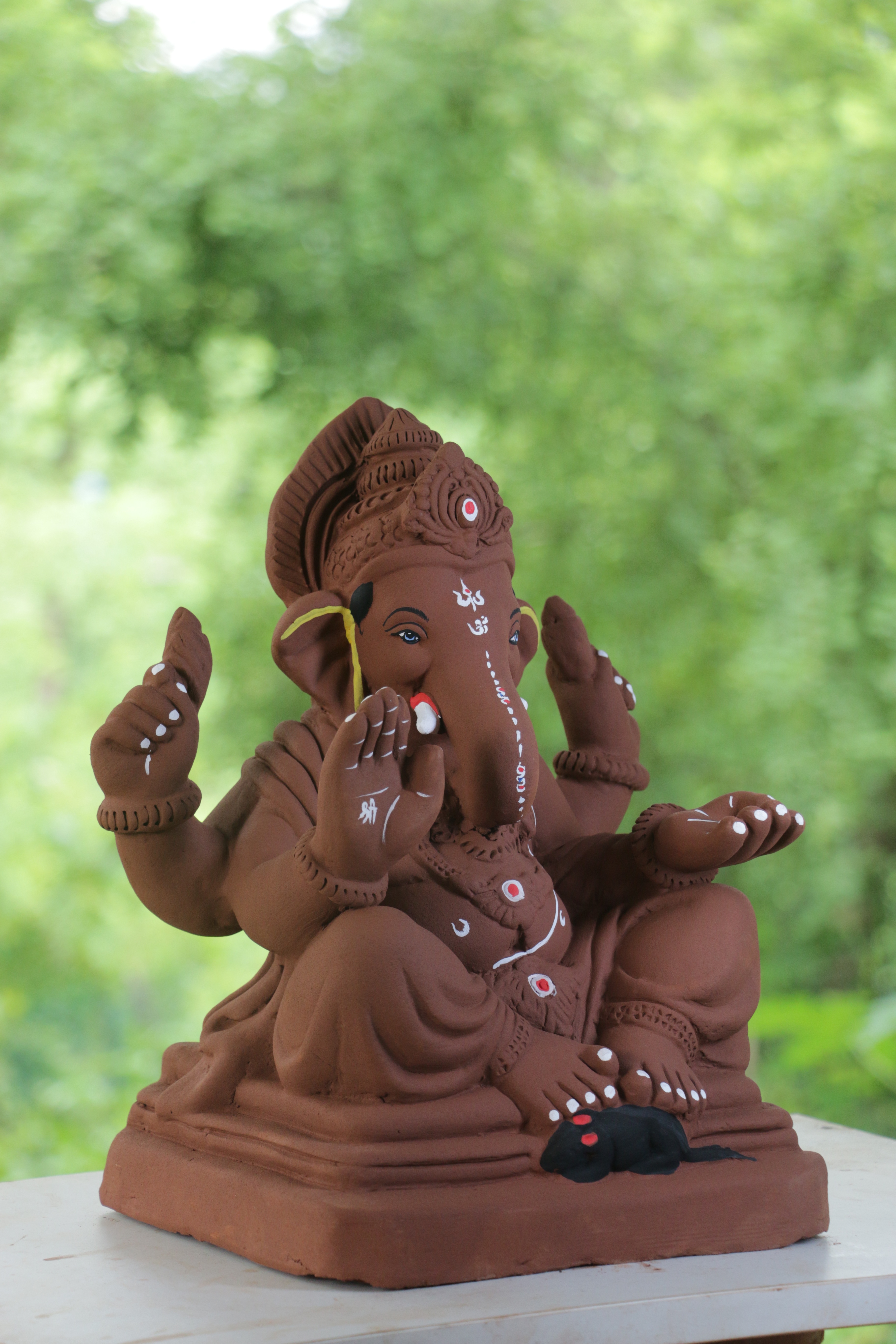 Lahan Mhaisuri Ganpati | Red Soil Ganpati | 13 Inches Height | MYMA-0002-RED-13-LAHAN-PYMA-DNOA