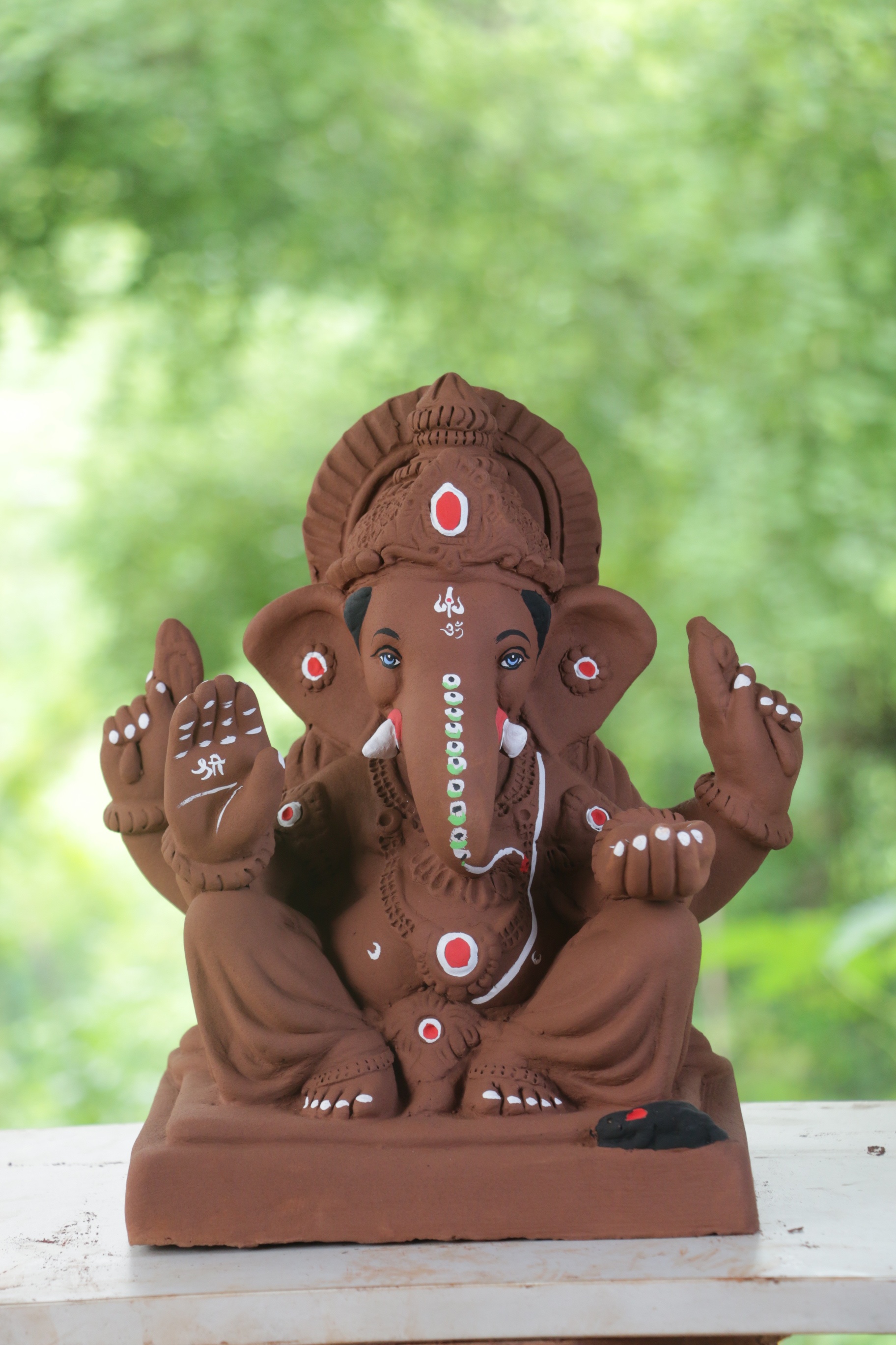 Lahan Mhaisuri Ganpati | Red Soil Ganpati | 12 Inches Height | MYMA-0006-RED-12-LAHAN-PYMA-DNOA