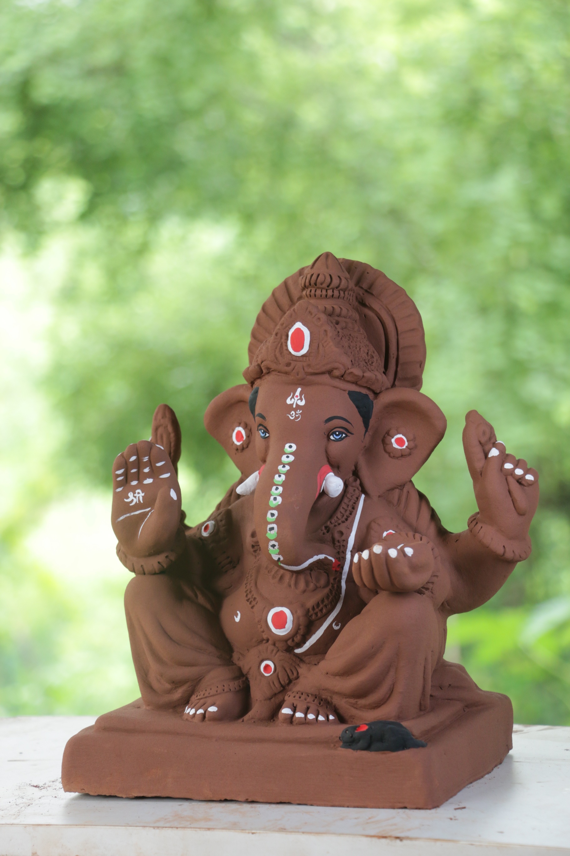 Lahan Mhaisuri Ganpati | Red Soil Ganpati | 12 Inches Height | MYMA-0006-RED-12-LAHAN-PYMA-DNOA