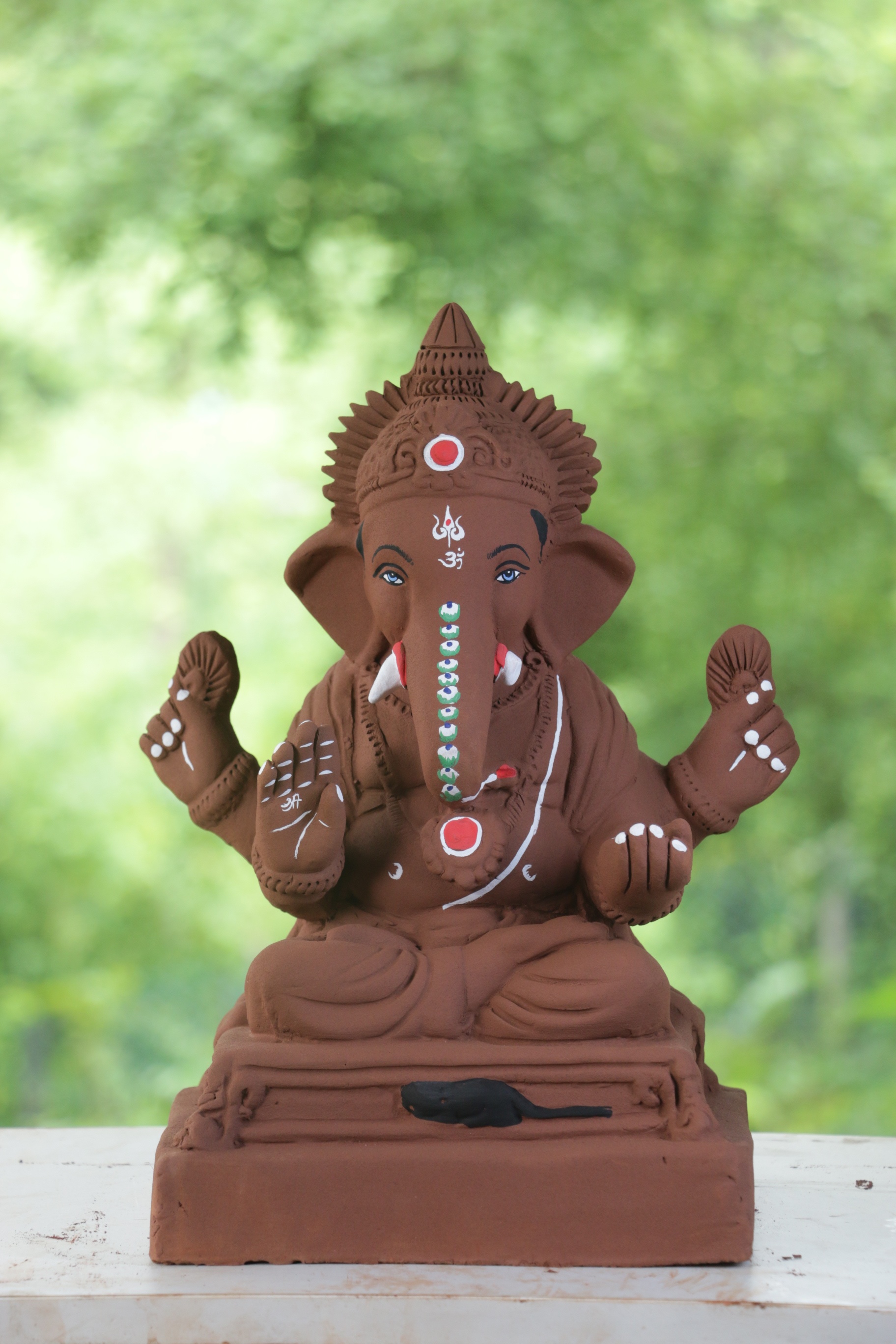 Chaurang Ganpati | Red Soil Ganpati | 14 Inches Height | MYMA-0007-RED-14-CHAUR-PYMA-DNOA