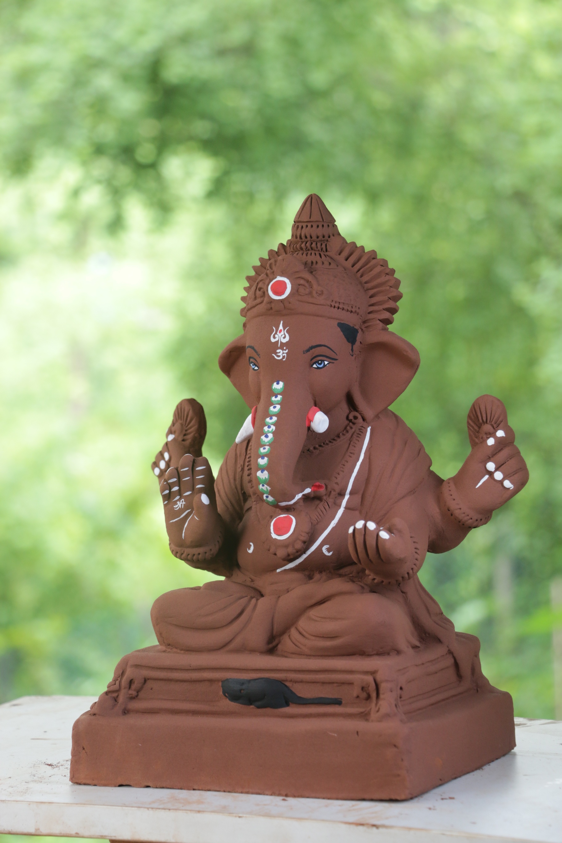 Chaurang Ganpati | Red Soil Ganpati | 14 Inches Height | MYMA-0007-RED-14-CHAUR-PYMA-DNOA