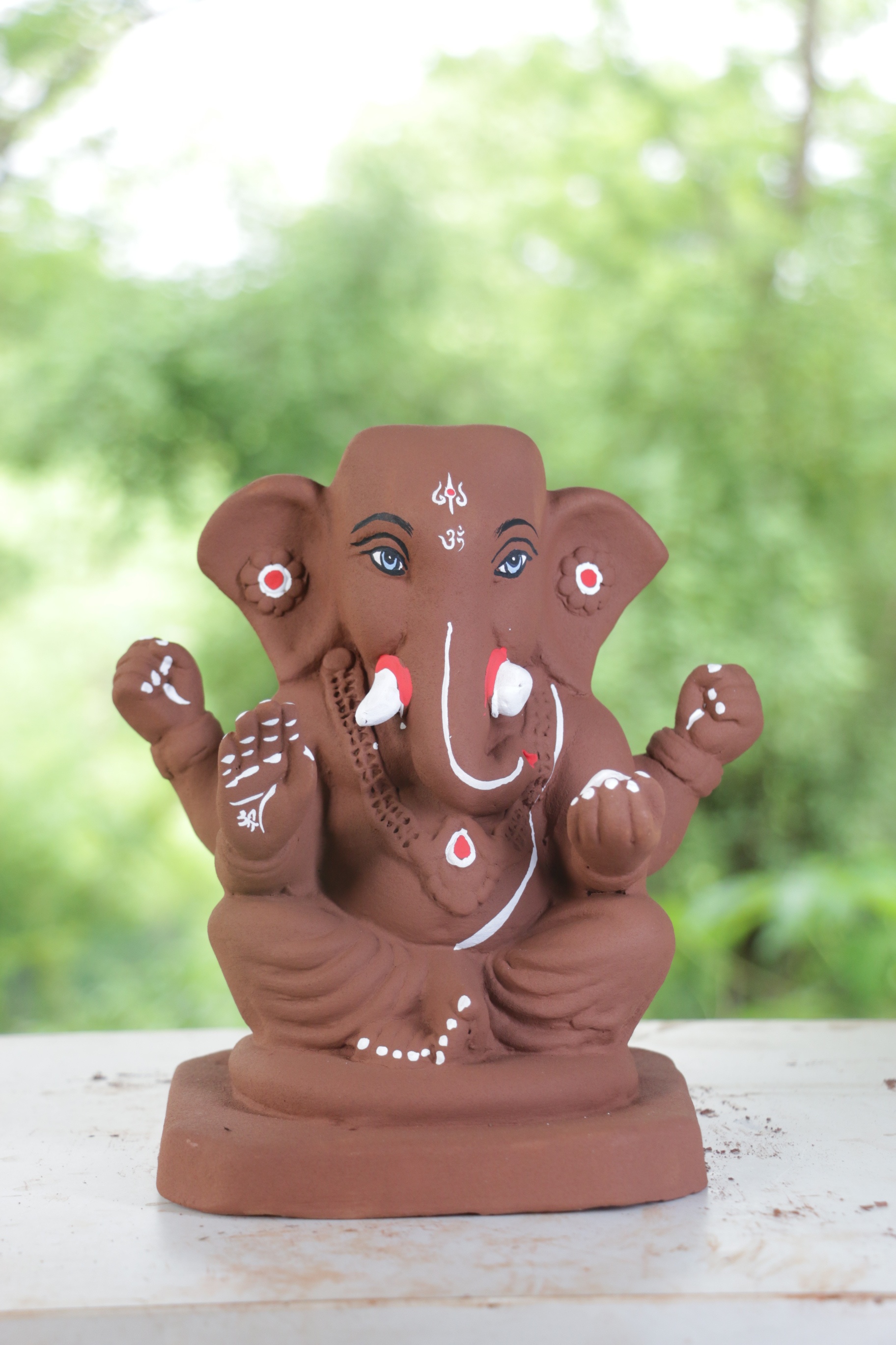 Ambuja Ganpati | Red Soil Ganpati | 8 Inches Height | MYMA-0008-RED-08-AMBUJ-PYMA-DNOA