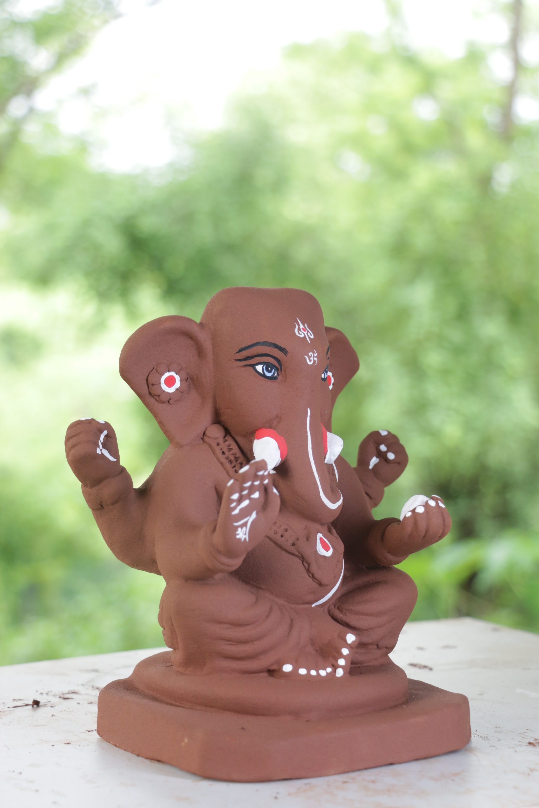Ambuja Ganpati | Red Soil Ganpati | 8 Inches Height | MYMA-0008-RED-08-AMBUJ-PYMA-DNOA