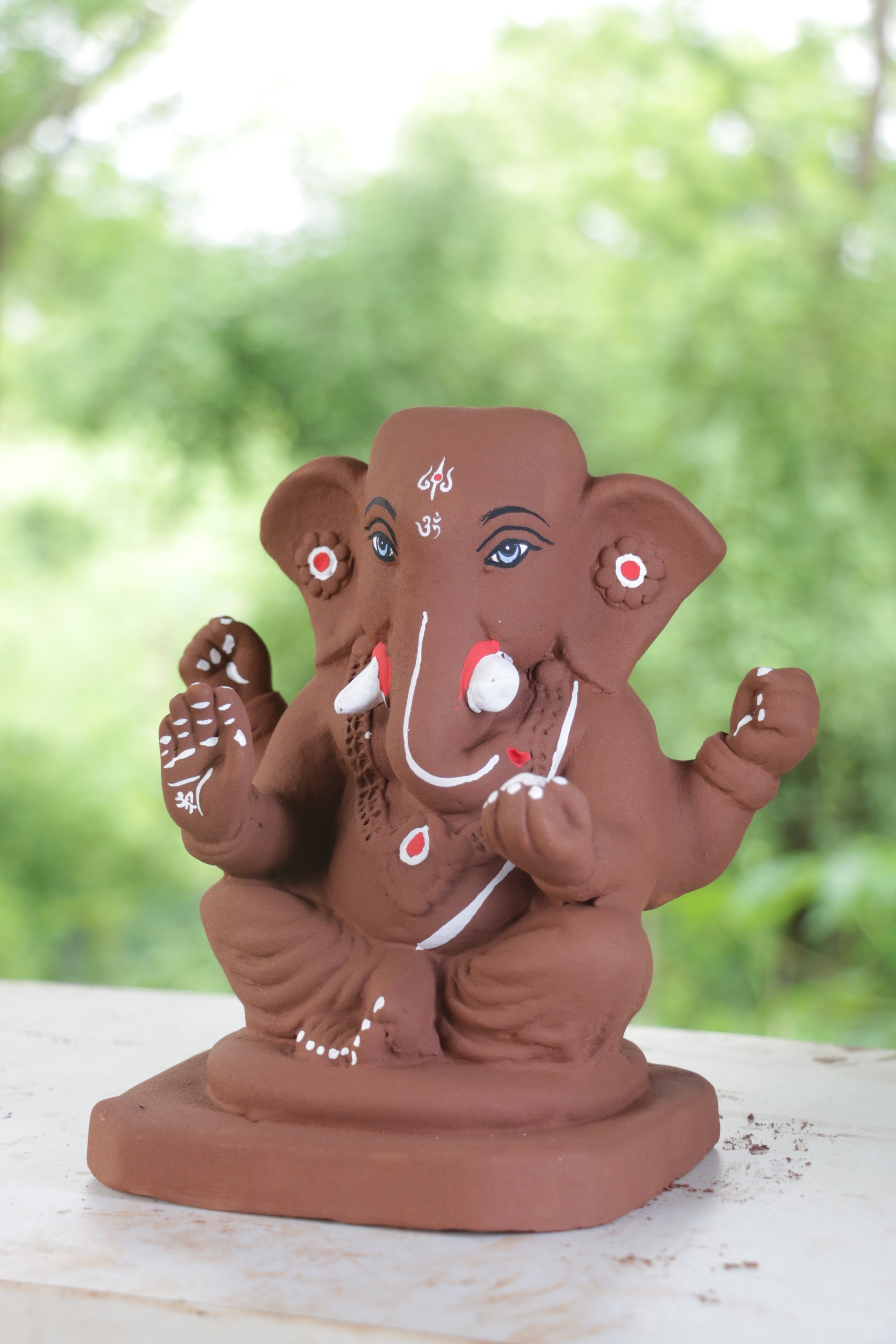 Ambuja Ganpati | Red Soil Ganpati | 8 Inches Height | MYMA-0008-RED-08-AMBUJ-PYMA-DNOA