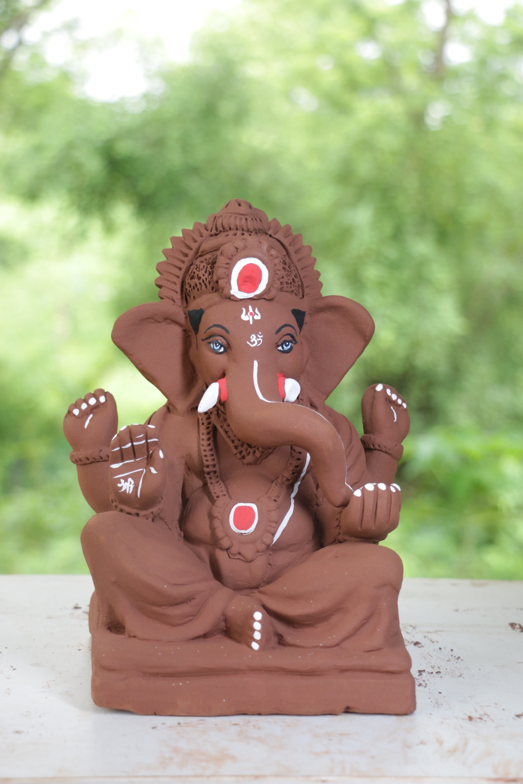 Peshwa Ganpati | Red Soil Ganpati | 9 Inches Height | MYMA-0009-RED-09-PESHW-PYMA-DNOA