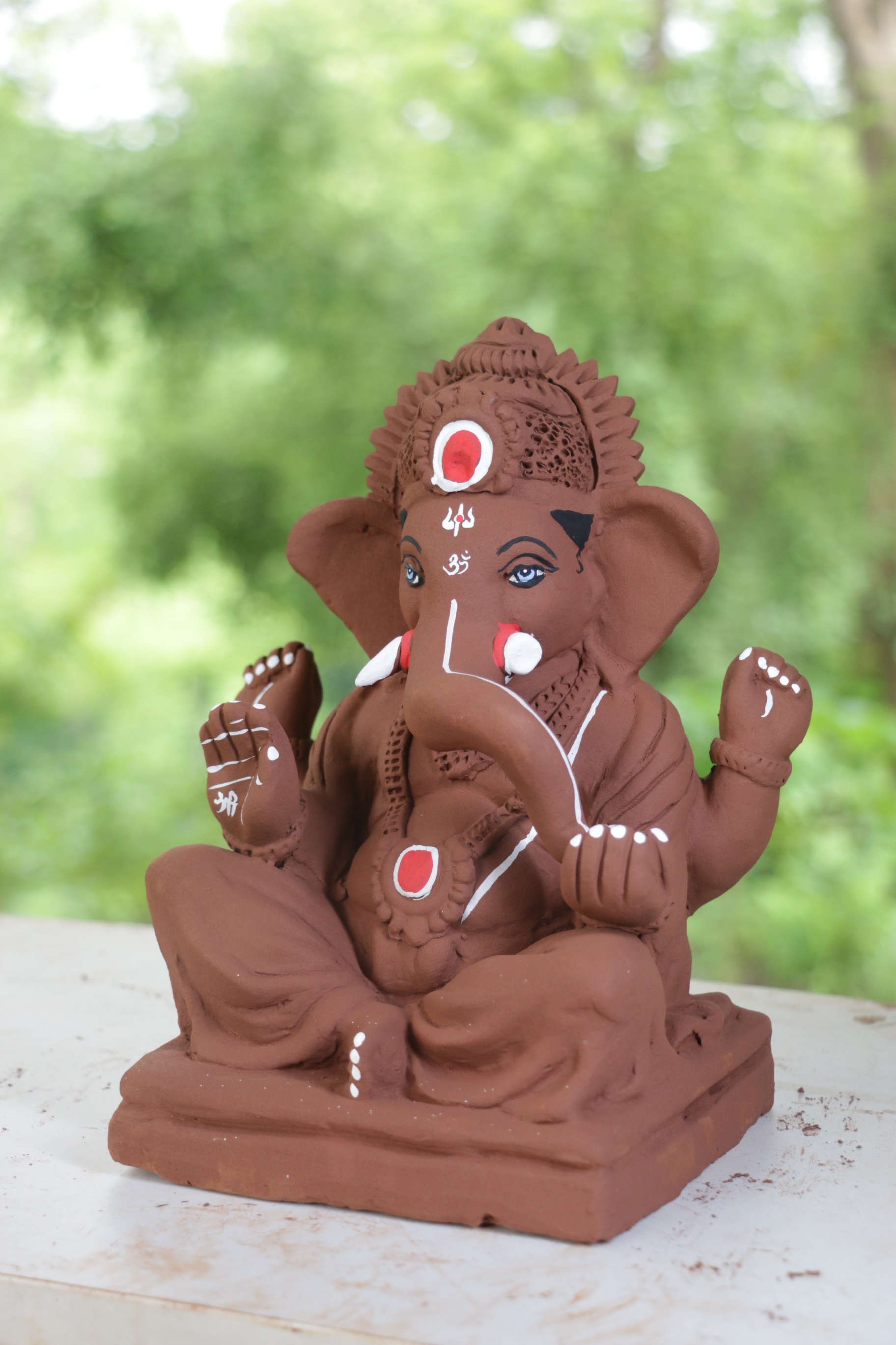 Peshwa Ganpati | Red Soil Ganpati | 9 Inches Height | MYMA-0009-RED-09-PESHW-PYMA-DNOA