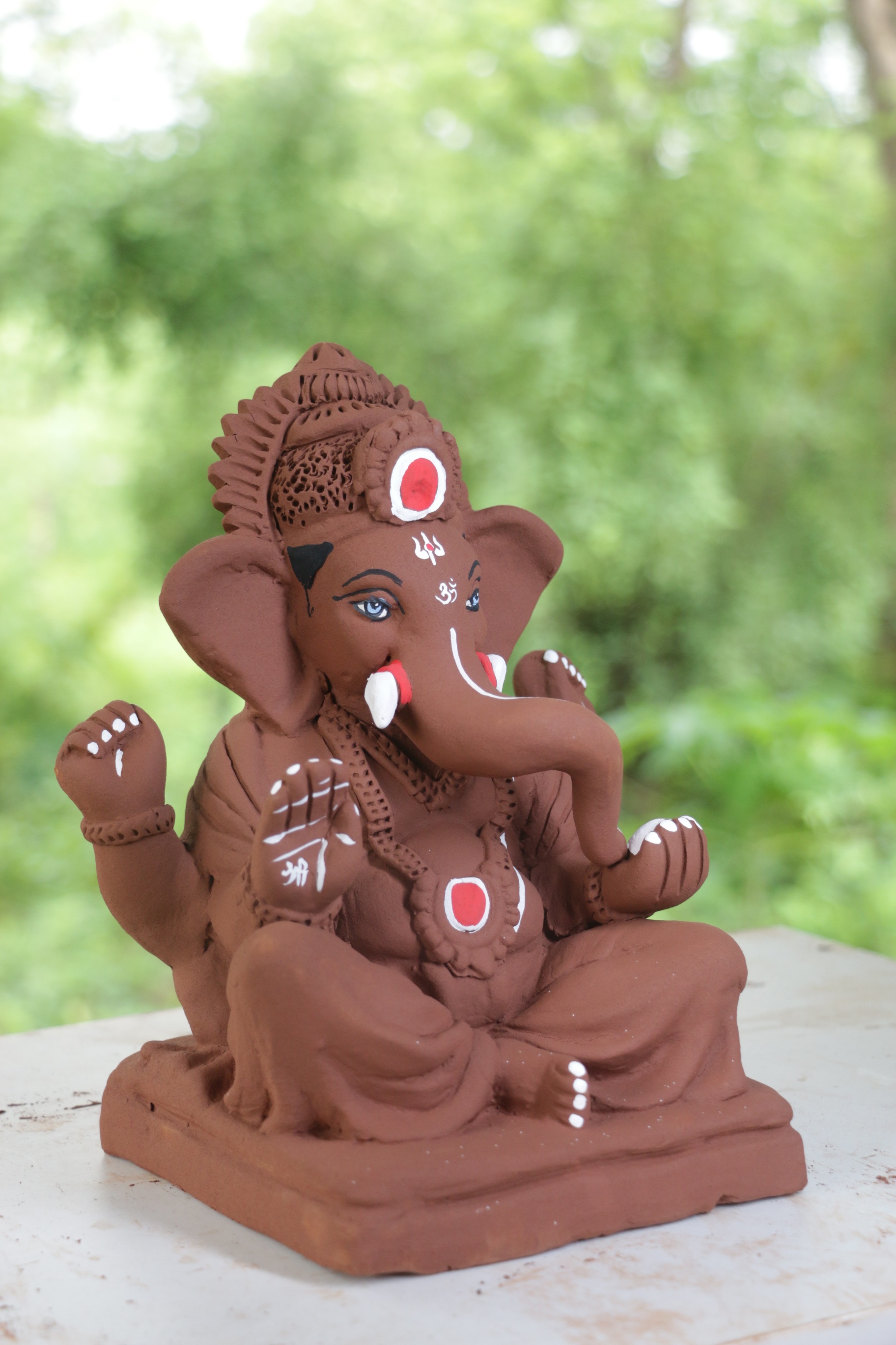 Peshwa Ganpati | Red Soil Ganpati | 9 Inches Height | MYMA-0009-RED-09-PESHW-PYMA-DNOA
