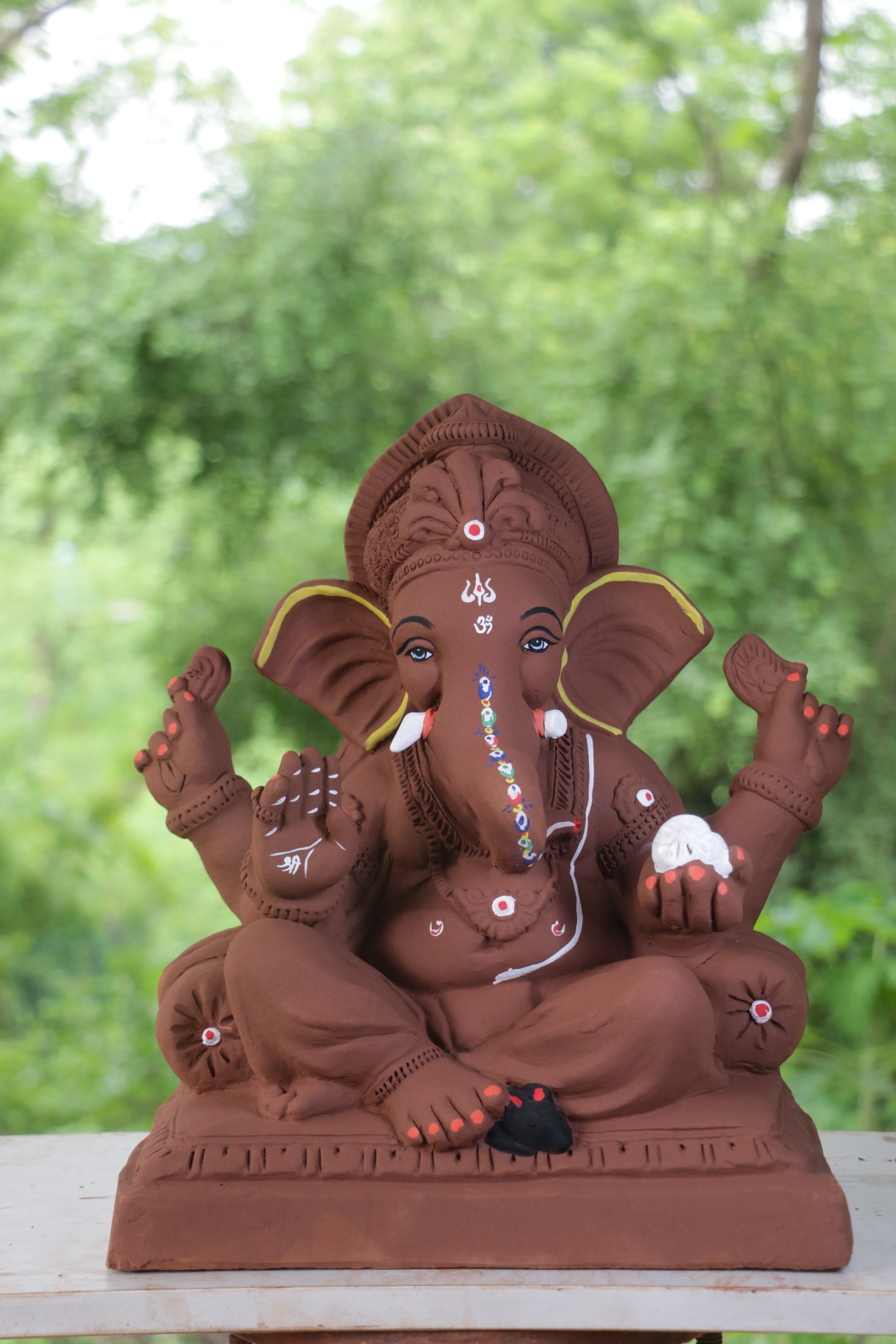 Double Load Ganpati | Red Soil Ganpati | 19 Inches Height | MYMA-0013-RED-19-DOUBL-PYMA-DNOA