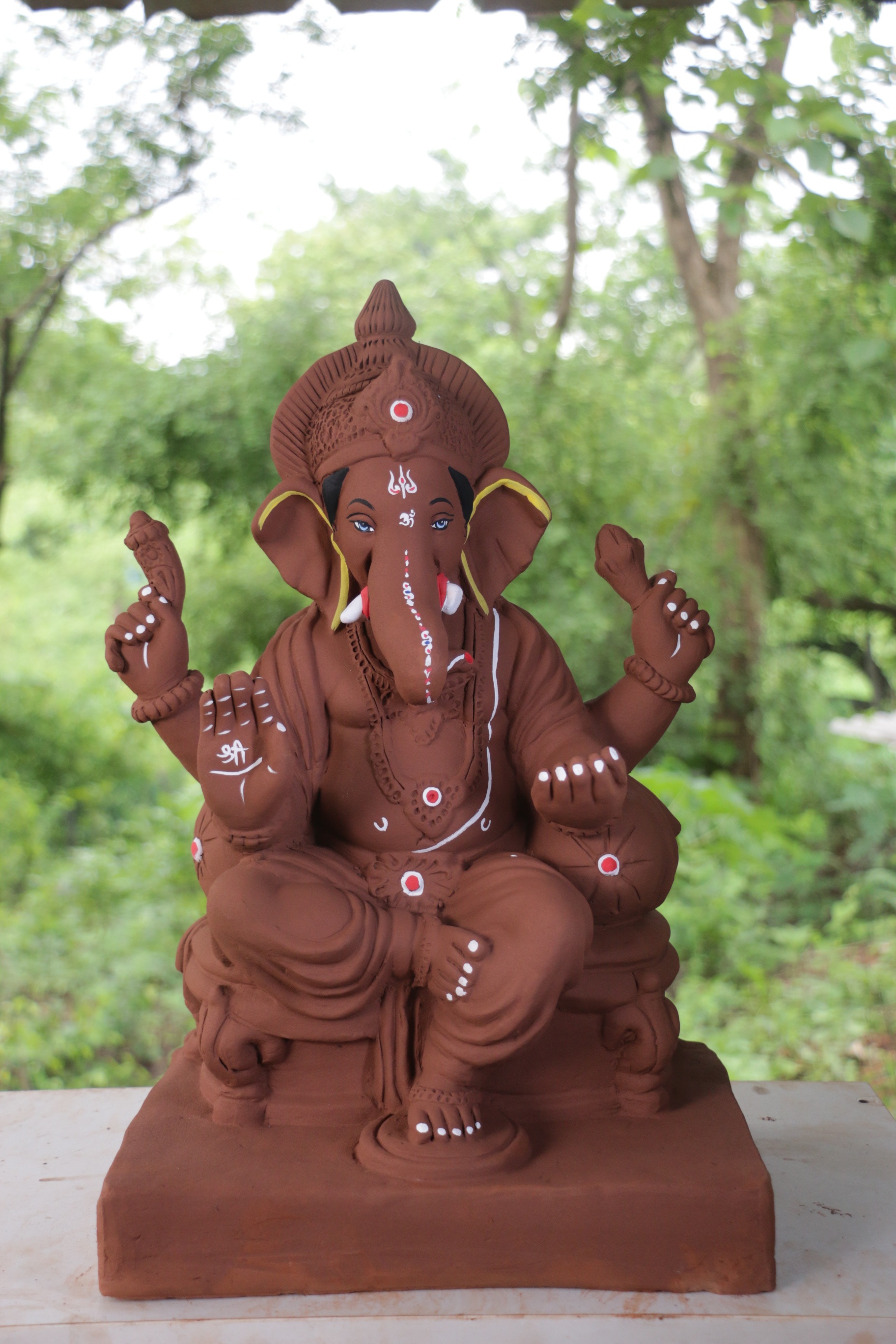 Double Load Prabhval Ganpati | Red Soil Ganpati | 21 Inches Height | MYMA-0014-RED-21-DOUBL-PYMA-DNOA
