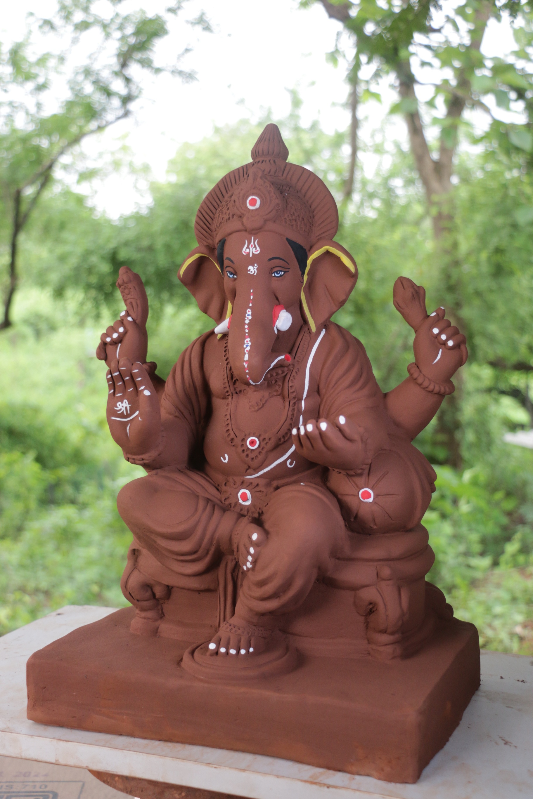 Double Load Prabhval Ganpati | Red Soil Ganpati | 21 Inches Height | MYMA-0014-RED-21-DOUBL-PYMA-DNOA