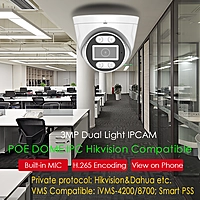 3MP POE Dome IP Camera with Smart Dual Light, RTMP Live Streaming to YouTube/Facebook, 2.8mm Lens Indoor/Outdoor