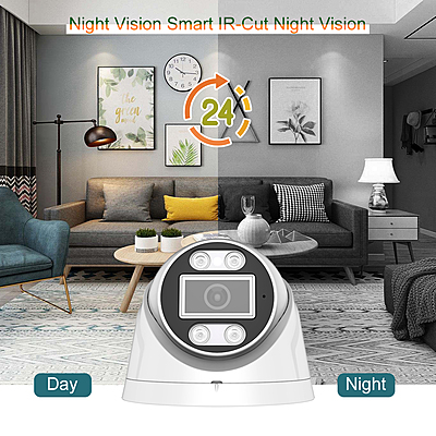 5MP POE Dual-Light Dome IP Camera, UltraHD Security Camera with Audio, H.265, RTMP Live Stream to YouTube/Facebook, ONVIF/Hikvision Compatible, Indoor/Outdoor
