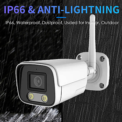 3MP Wireless Bullet Camera with Dual Light, Built-in Audio, RTMP Streaming to YouTube & Facebook, Hikvision Compatible, IP66 Outdoor Surveillance