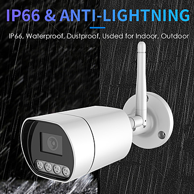 3MP Wireless Bullet IP Camera with Dual Light, H.265, Built-in Audio, RTMP Streaming to YouTube, Facebook, Hikvision Compatible, IP66 Outdoor Surveillance