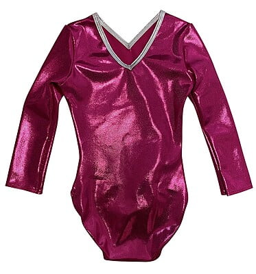 HOT PINK SHINY FOIL WITH SWIRL STONES 3/4 SLEEVE