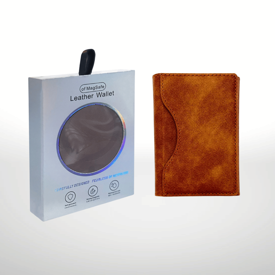 Magnetic Leather Phone Wallet & Stand - Adhesive / MagSafe-Compatible Slim Card Holder with Kickstand & RFID Block for iPhone & Android