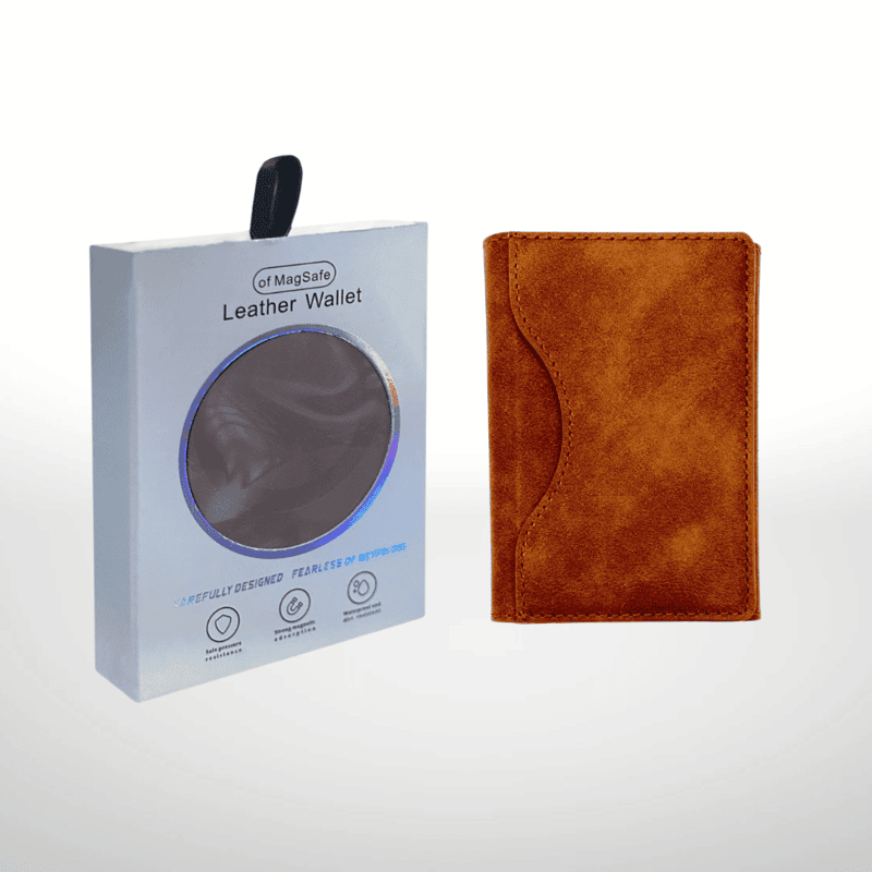 Magnetic Leather Phone Wallet & Stand - Adhesive / MagSafe-Compatible Slim Card Holder with Kickstand & RFID Block for iPhone & Android