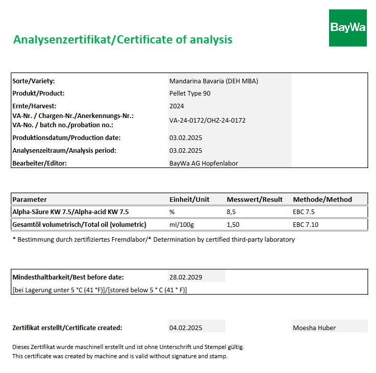 Lupulo1kg Mandarina Bavaria GER BW Lupulo1kg Mandarina Bavaria GER BW