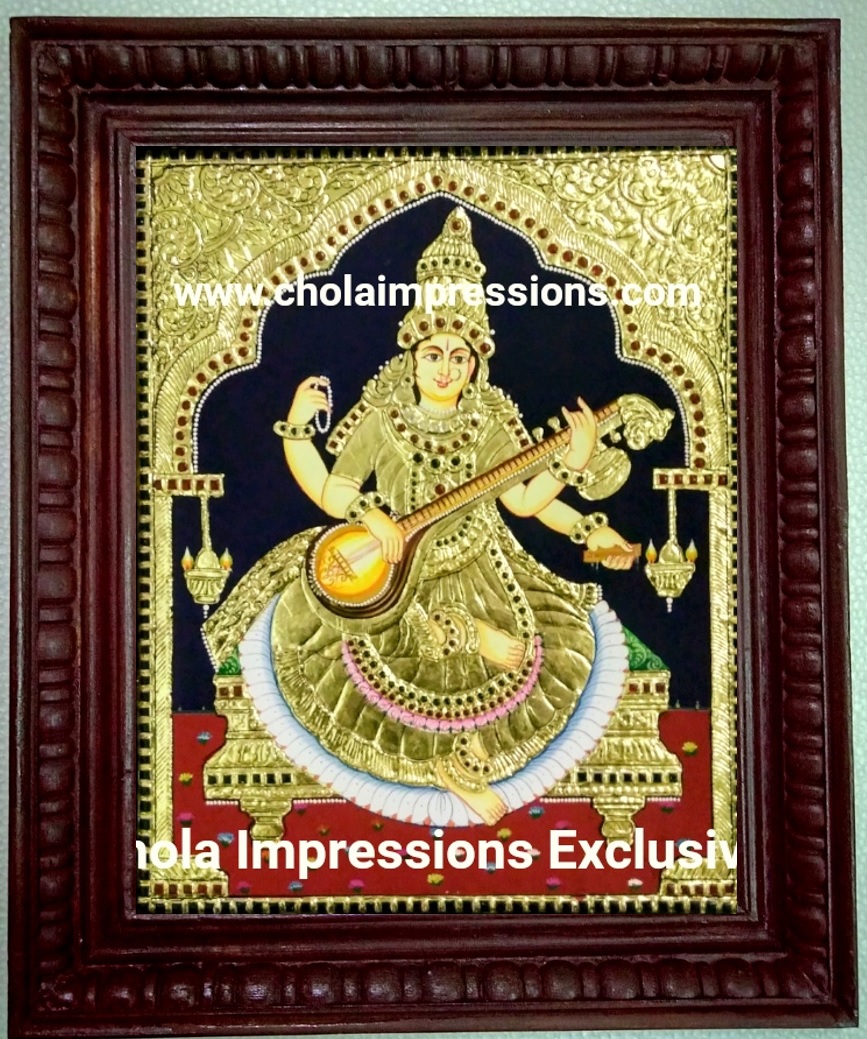 Saraswati Tanjore Painting - Exclusive Collection