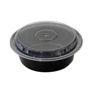 MAP71007 : Maple 6" Round Container Combo,18oz,  BLACK with CLEAR Lid, 150 sets/box