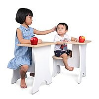 Kids Wooden Study Table with Chair – Natural Wood Top and White Frame Kids Wooden Study Table with Chair – Natural Wood Top and White Frame
