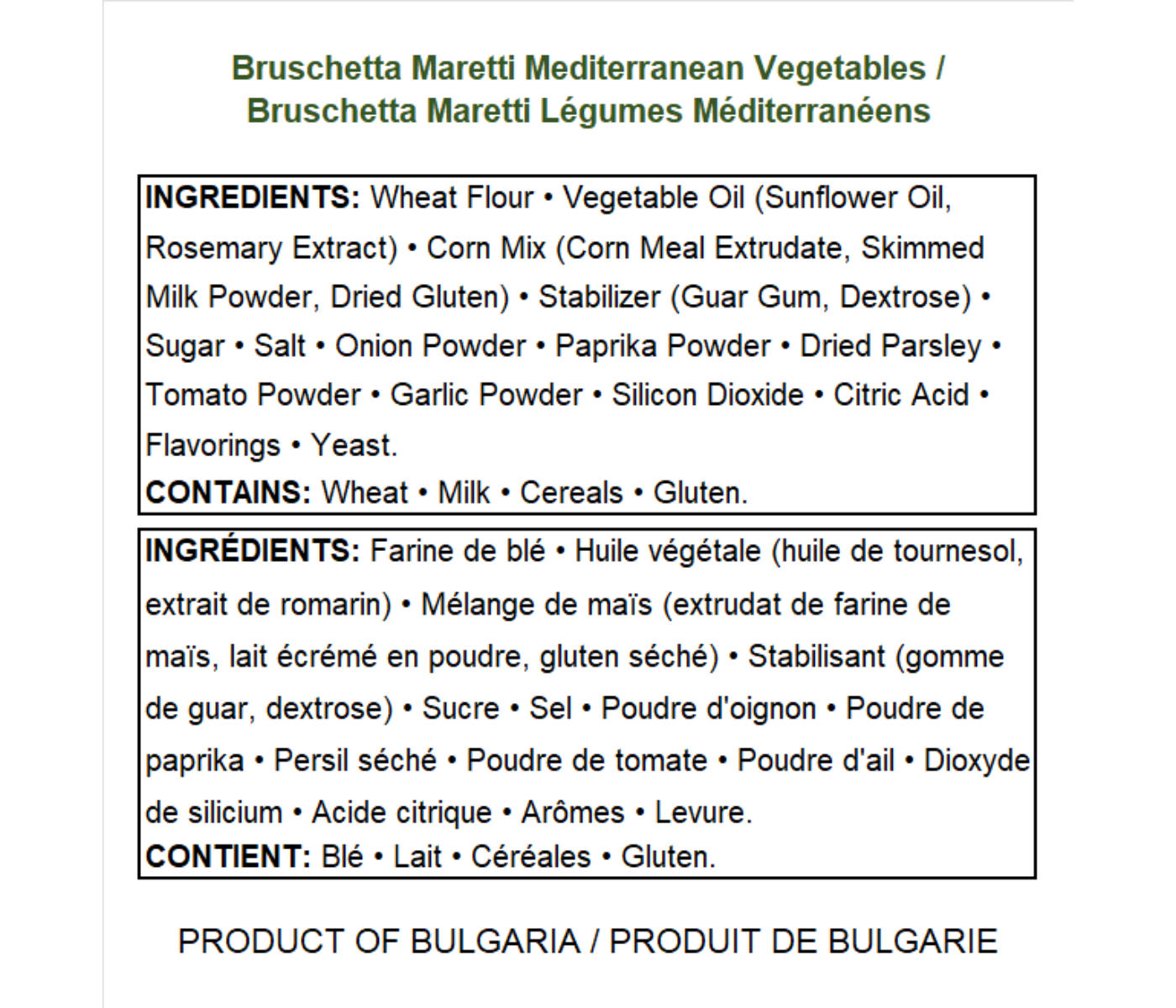 Bruschette Maretti-Mediterranean Vegetables 142g /12