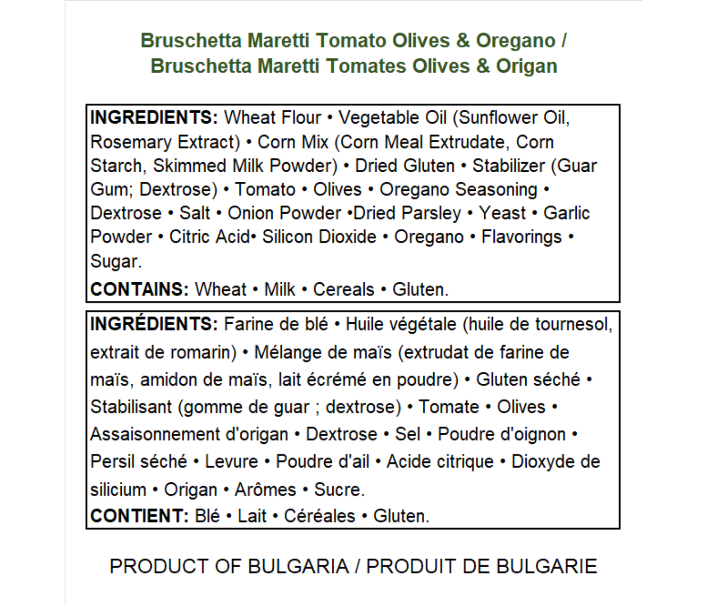 Bruschette Maretti-Tomato-Olives-Oregano 142g /12