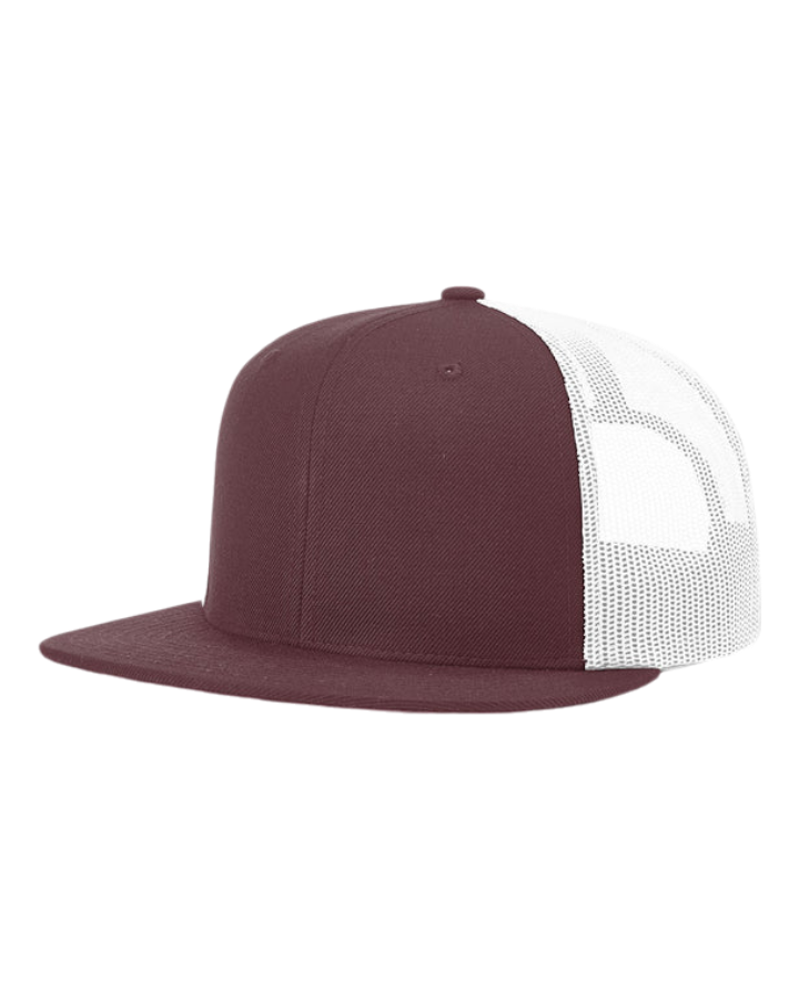 Richardson 511 Wool Blend Flatbill Trucker Hat Maroon/White Richardson 511 Wool Blend Flatbill Trucker Hat Maroon/White
