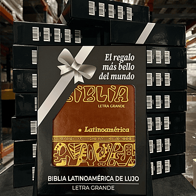La Biblia Latinoamérica de Lujo Marrón / Letra Grande / Imitación piel / Cierre e Índice- Caja de 16 unidades