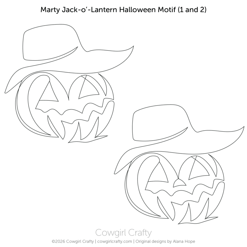 Marty Jack-o’-Lantern Halloween Pumpkin Motif (1 and 2) | Longarm Digital Quilting Pattern