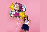Masha & The Bear Theme Foil Balloons - Star - (Pack of 5)