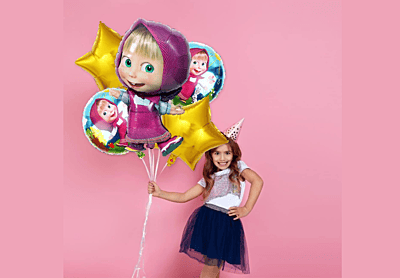 Masha & The Bear Theme Foil Balloons - Star - (Pack of 5)