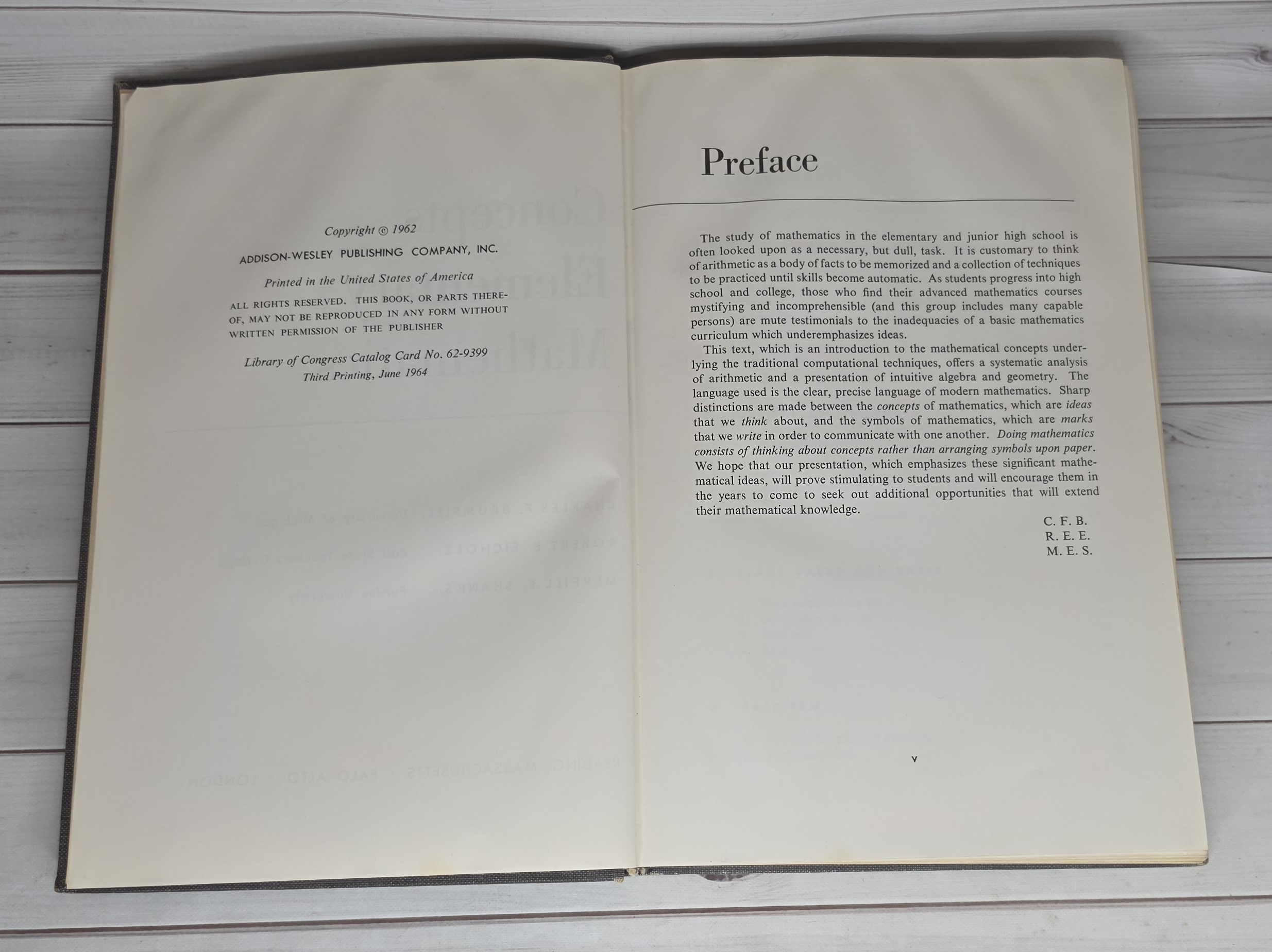 Fundamental Concepts of Elementary Mathematics 1962 Brumfiel Eicholz Shanks HC