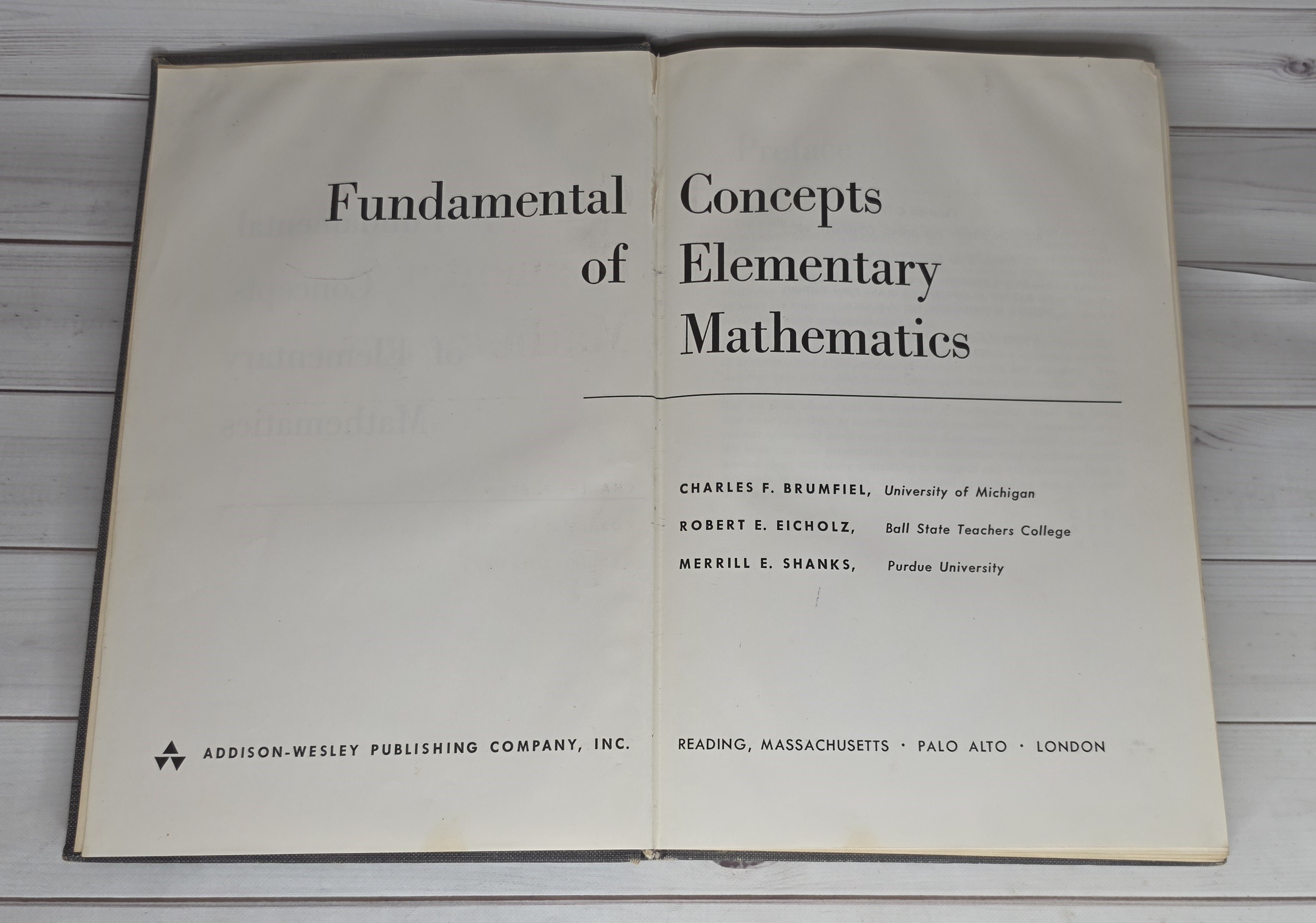 Fundamental Concepts of Elementary Mathematics 1962 Brumfiel Eicholz Shanks HC