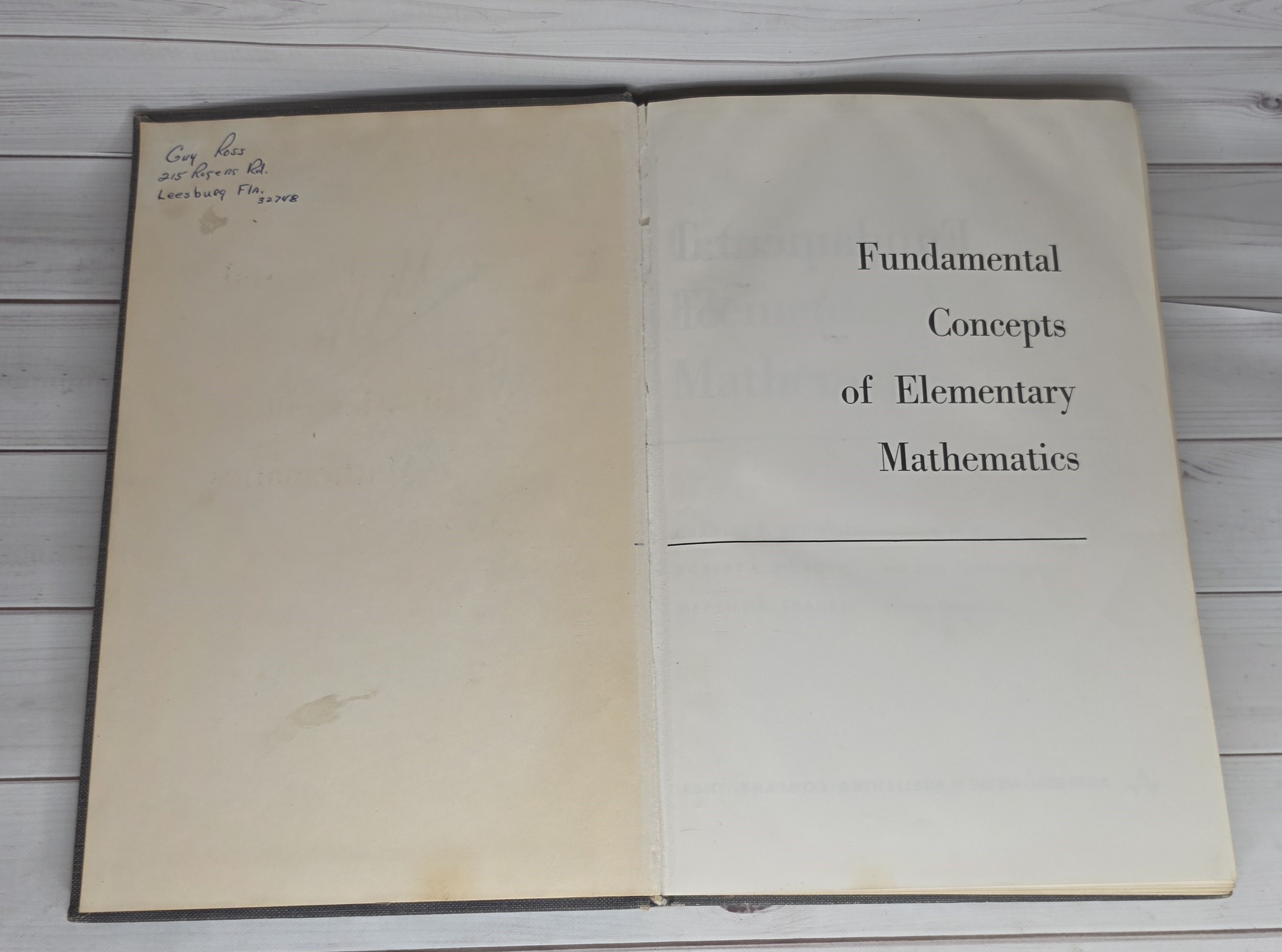 Fundamental Concepts of Elementary Mathematics 1962 Brumfiel Eicholz Shanks HC