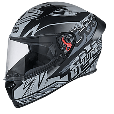 STUDDS THUNDER D5 MATT BLACK N4 GREY C/V (XL) WITH SPOILER AND MIRROR VISOR