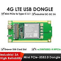 4G LTE Dongle with SIM7600G-H R2 Mini PCIe Module, Mini PCIe to USB Type-C Adapter, Drawer SIM Slot for Global IoT/M2M Deployments