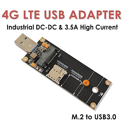 4G LTE Industrial USB3.0 Adapter for M.2 (NGFF) Module w/Nano SIM Slot – Supports Quectel EM05/EM06, Ideal for Raspberry Pi, Industrial Routers, IoT & M2M Devices