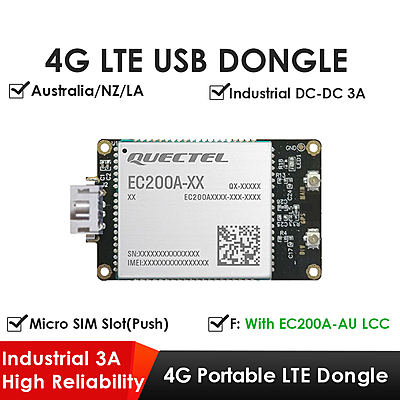 4G LTE USB Dongle with EC200A LCC Modem, SIM Slot, USB-A or 4PIN PH2.0 Connector for Windows/Linux/Android