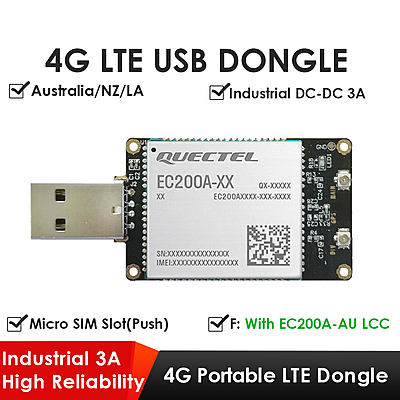4G LTE USB Dongle with EC200A LCC Modem, SIM Slot, USB-A or 4PIN PH2.0 Connector for Windows/Linux/Android