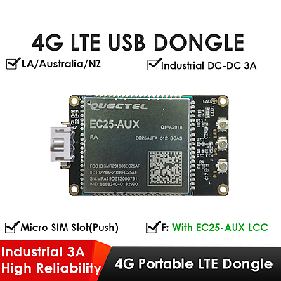 4G LTE USB Dongle with Quectel EC25 Series LCC Modem, SIM Slot, GPS, USB-A or 4PIN PH2.0 for IoT and M2M Applications