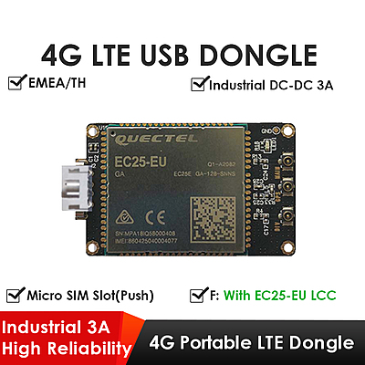 4G LTE USB Dongle with Quectel EC25 Series LCC Modem, SIM Slot, GPS, USB-A or 4PIN PH2.0 for IoT and M2M Applications