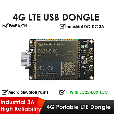 4G LTE USB Dongle with Quectel EC25 Series LCC Modem, SIM Slot, GPS, USB-A or 4PIN PH2.0 for IoT and M2M Applications